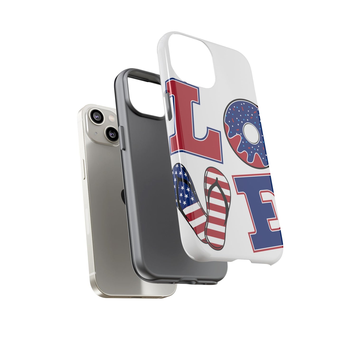 Patriotic "Love" Tough Case – American Flag Flip Flop & Donut Phone Cover
