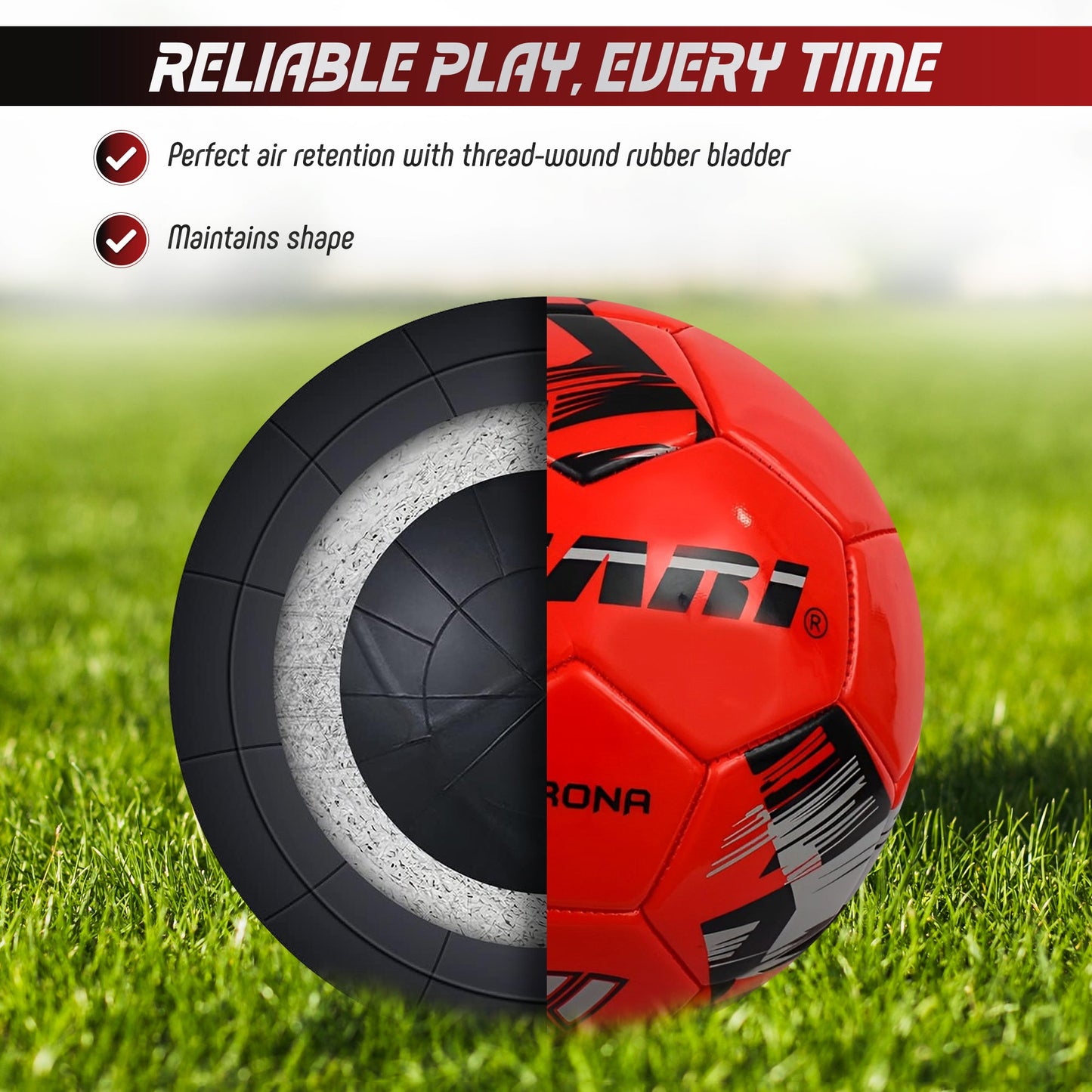 Vizari Verona Soccer Ball – Red/Black/Silver
