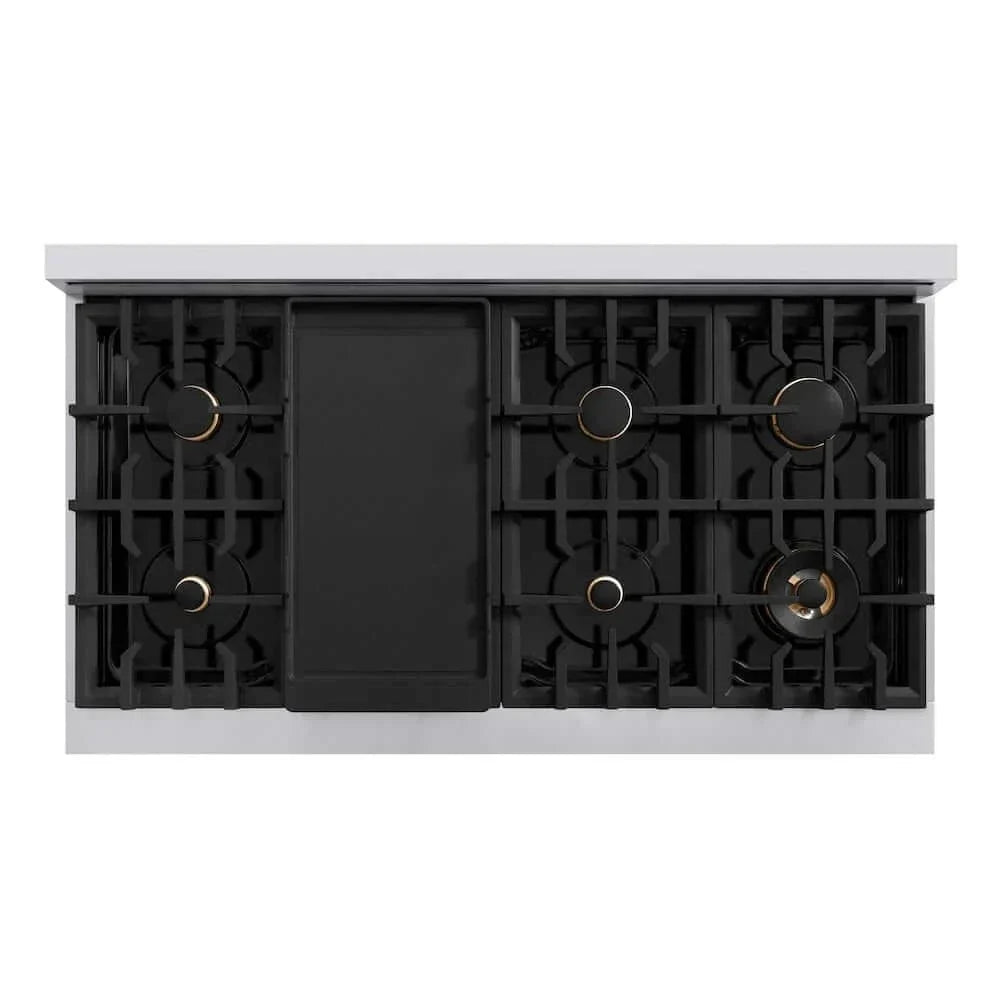 ZLINE 48" Dual Fuel Range, Gas Cooktop, Electric Convection Oven Stainless Steel, Gold CDRZ-48-G