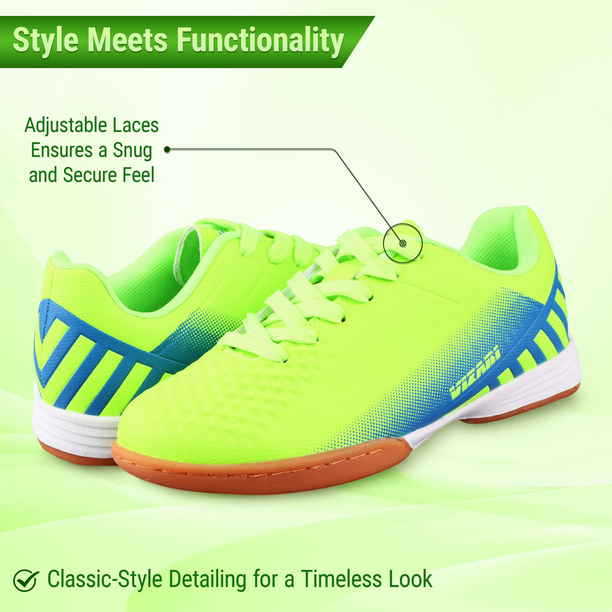 Vizari Santos Junior Indoor Soccer Shoes – Green/Blue