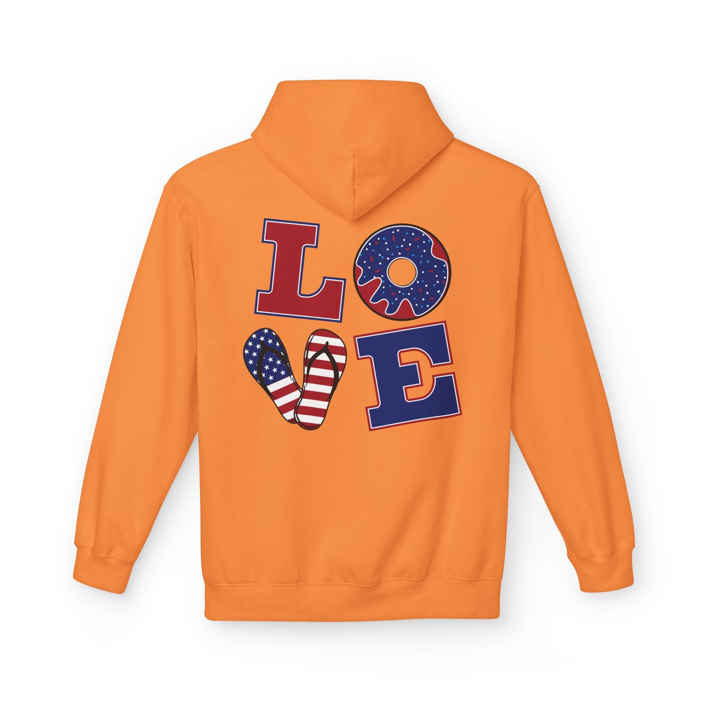 Patriotic 'Merica Peace Sign Hoodie — American Flag LOVE Back Graphic