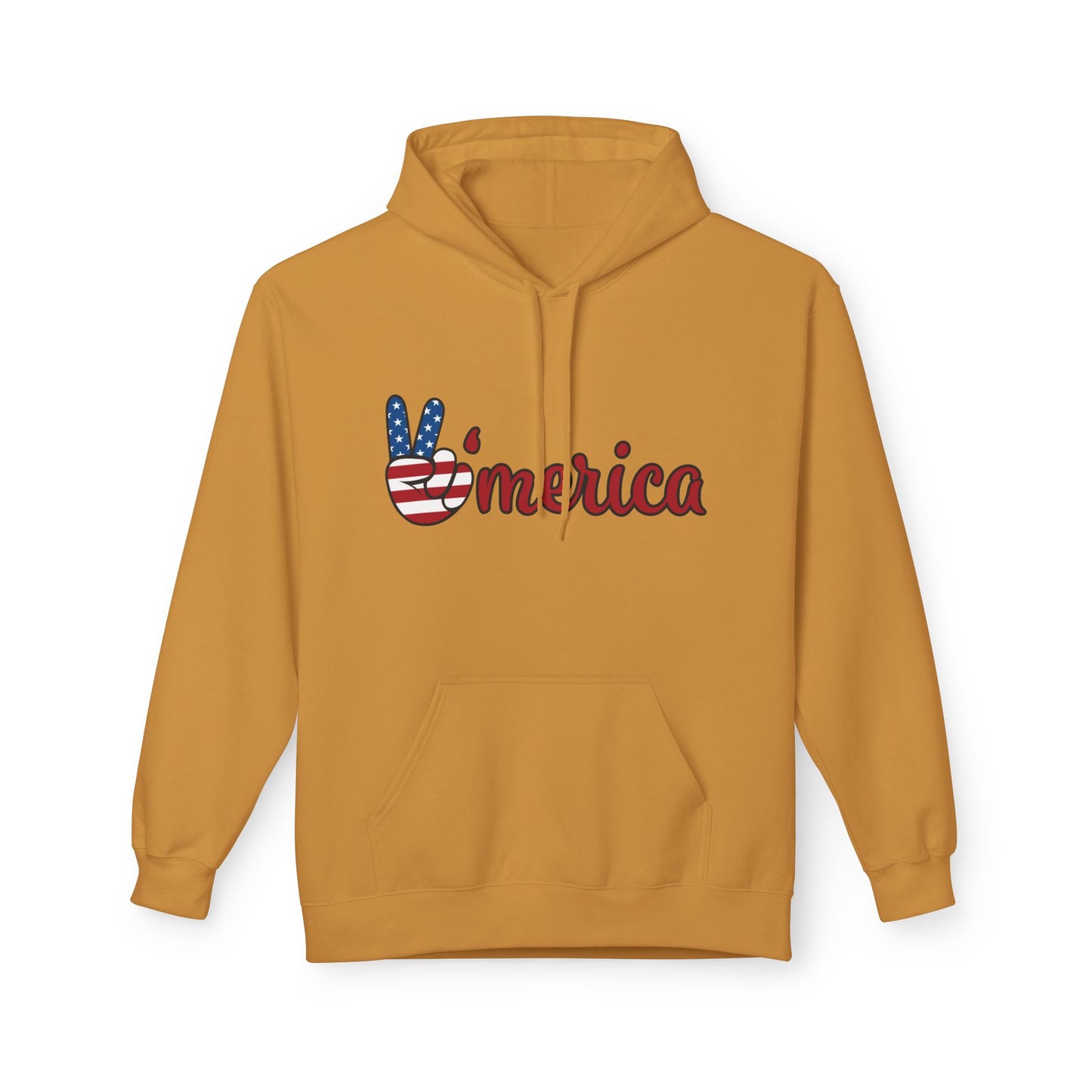 Patriotic 'Merica Peace Sign Hoodie — American Flag LOVE Back Graphic