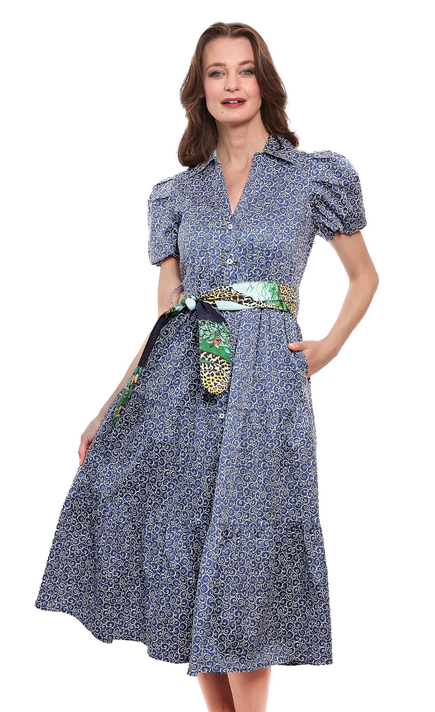 Litchfield Navy White Swirl Print