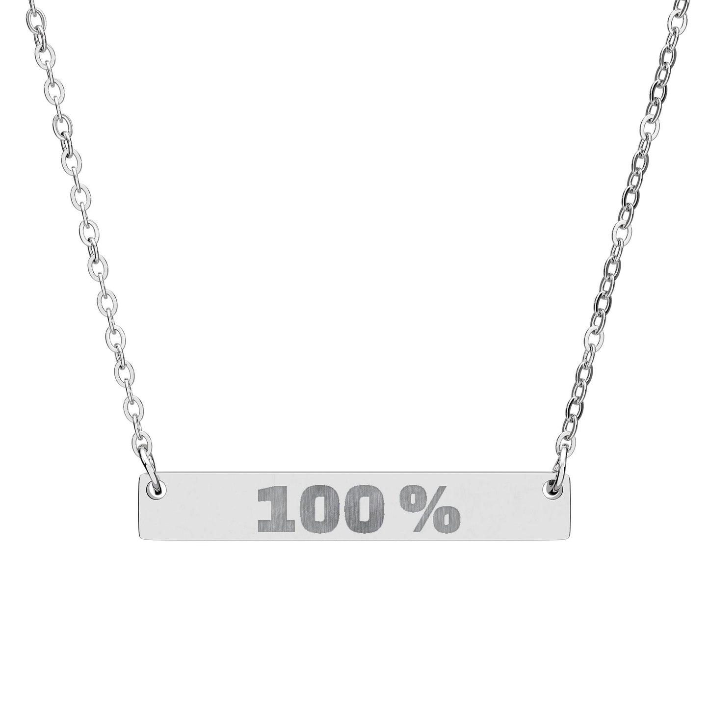 100% Engraved Horizontal Bar Necklace — Personalized Minimalist Pendant