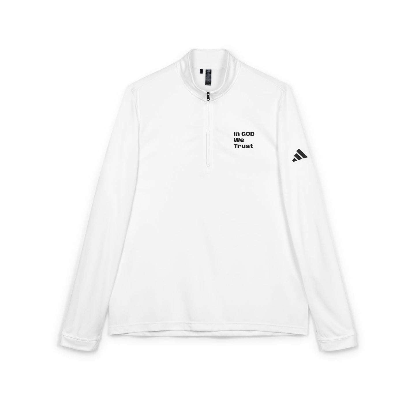 Adidas Embroidered Quarter-Zip Pullover — "In God We Trust" Lightweight Zip-Top