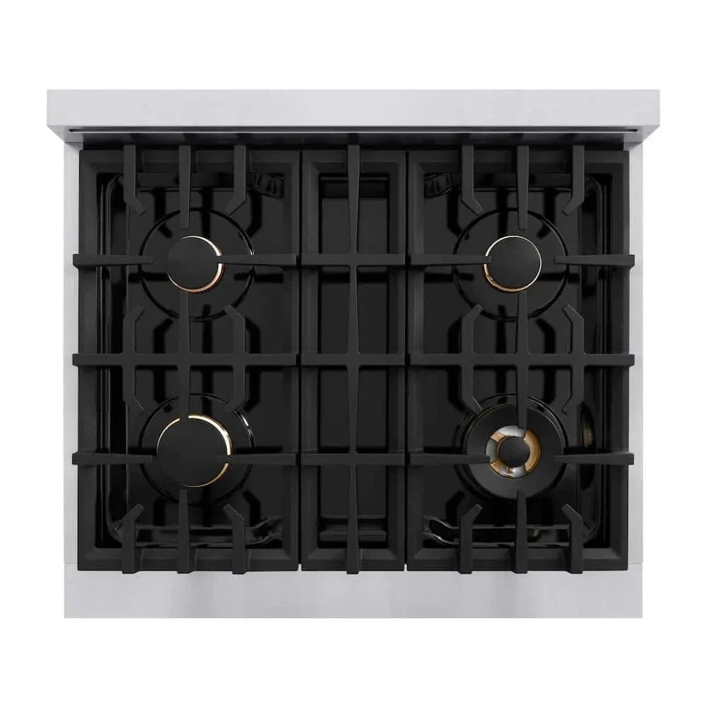 ZLINE 30" Classic Gas Range, Convection Gas Oven Stainless Steel, Champagne Bronze CGRZ-30-CB