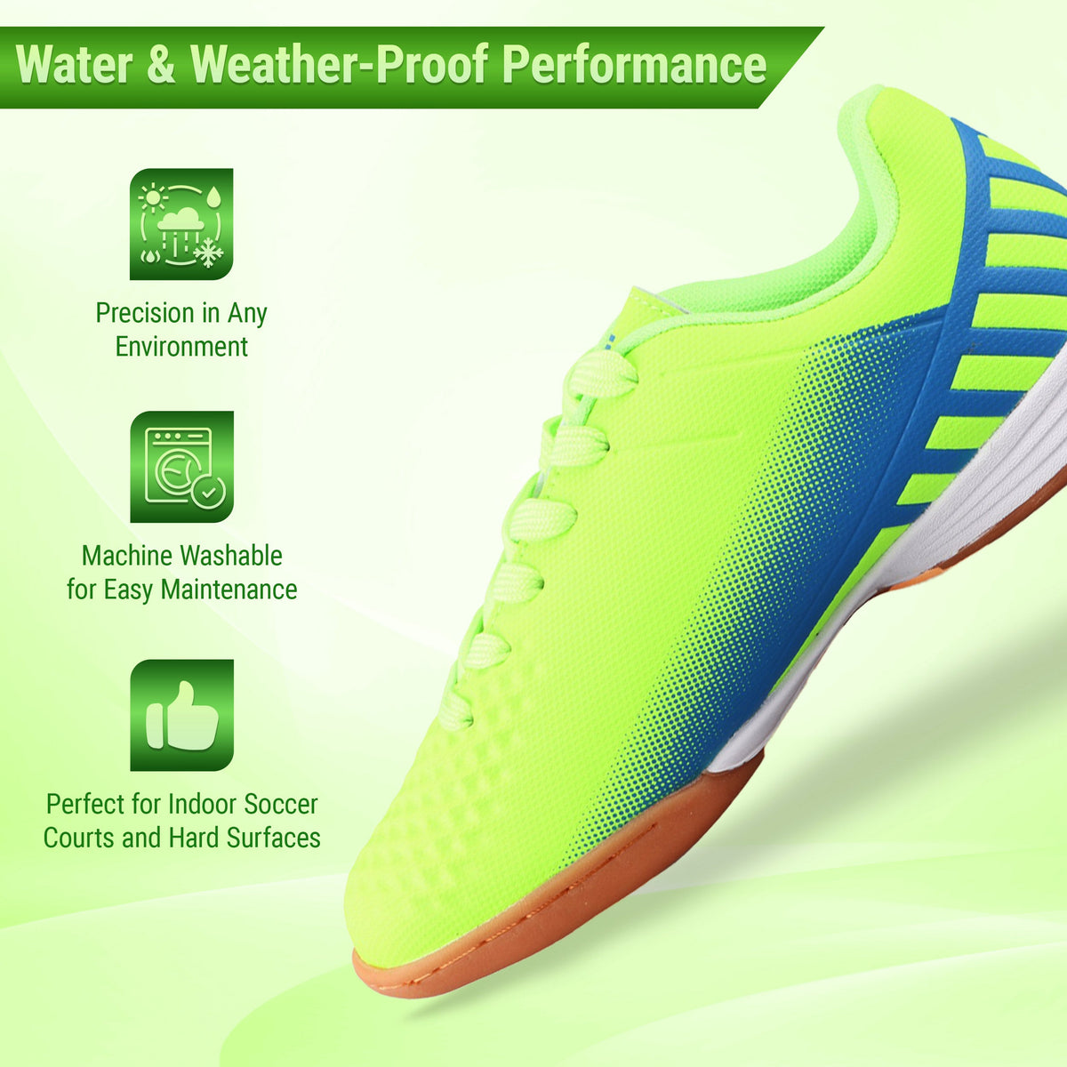Vizari Santos Junior Indoor Soccer Shoes – Green/Blue
