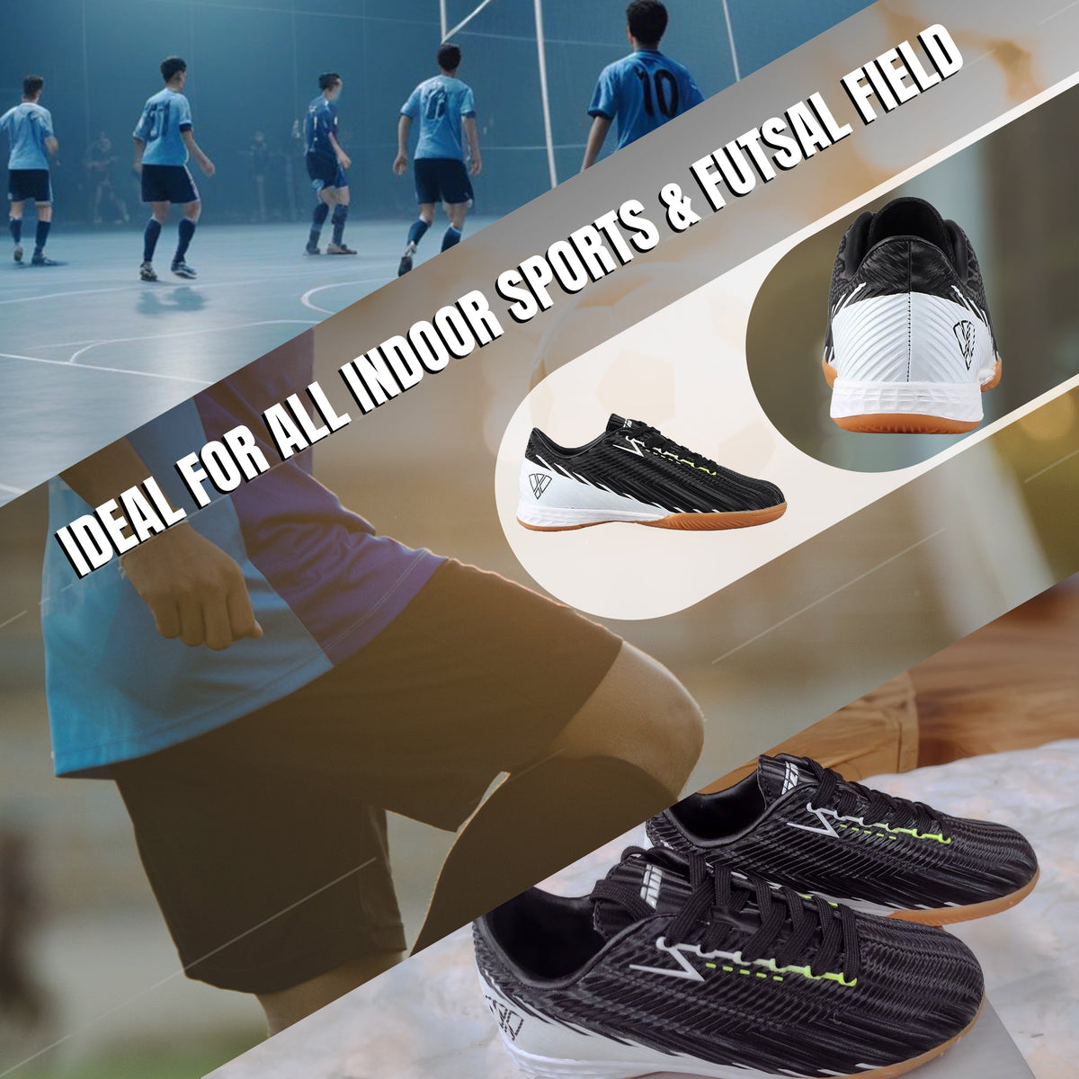 Vizari Tesoro Junior. Indoor Soccer Shoes – Black/White