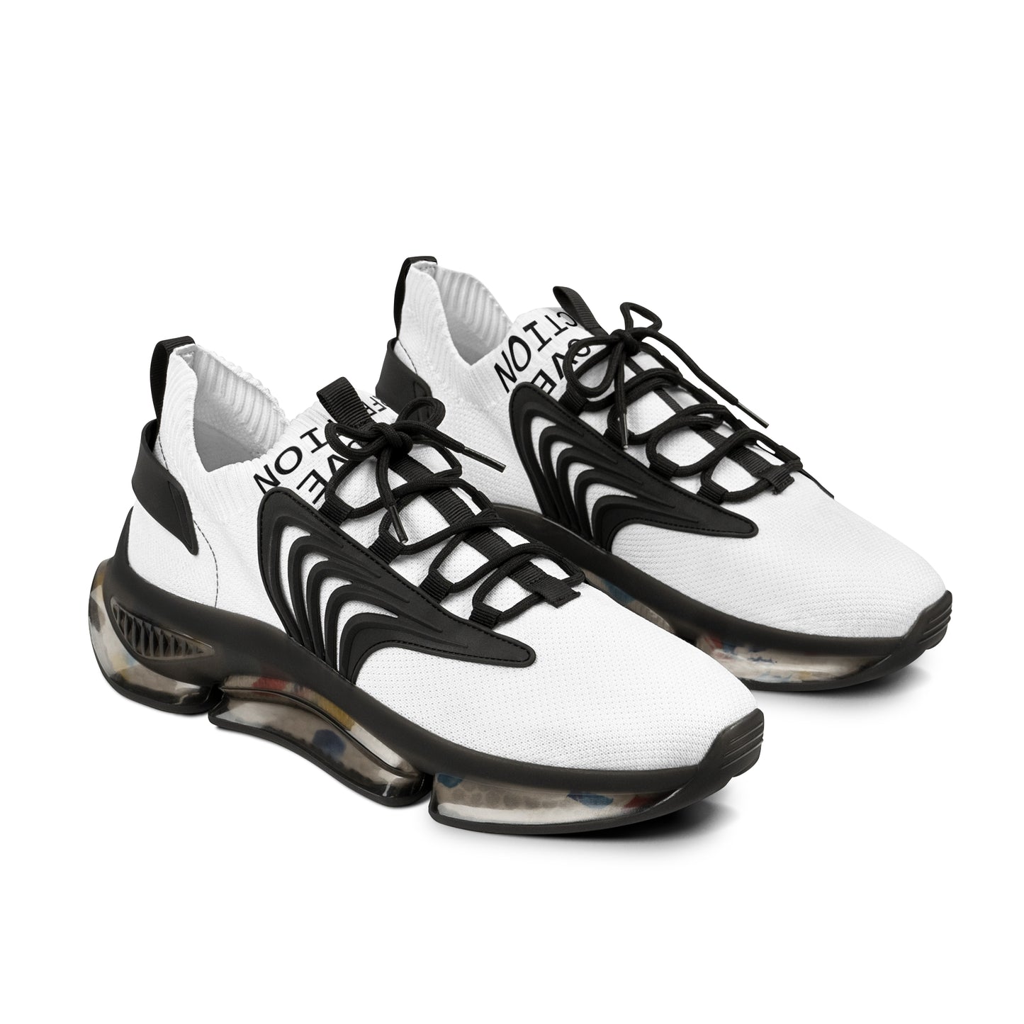 Men's White Mesh Sneakers — Lightweight Breathable Athletic Shoes with 'LOVE' Accent