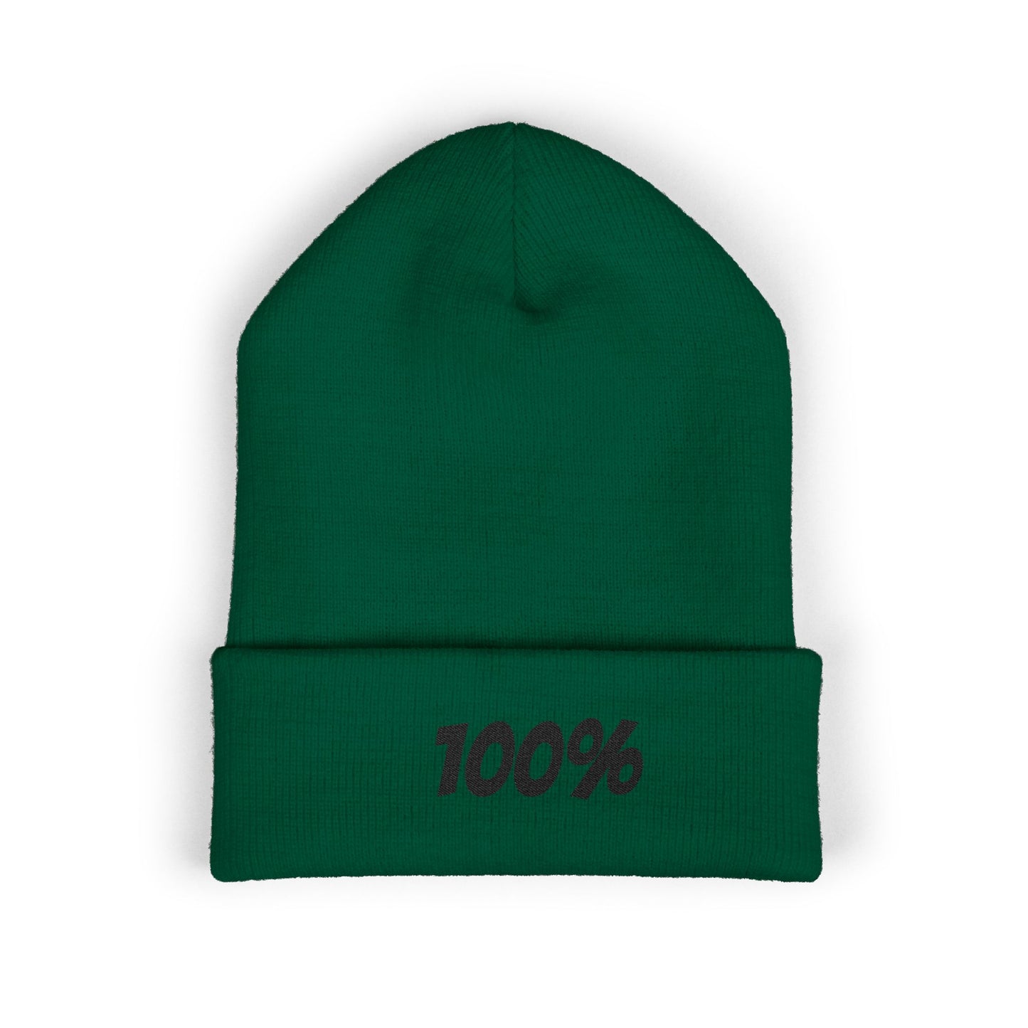 100% Embroidered Cuffed Beanie — Minimal Knit Winter Hat