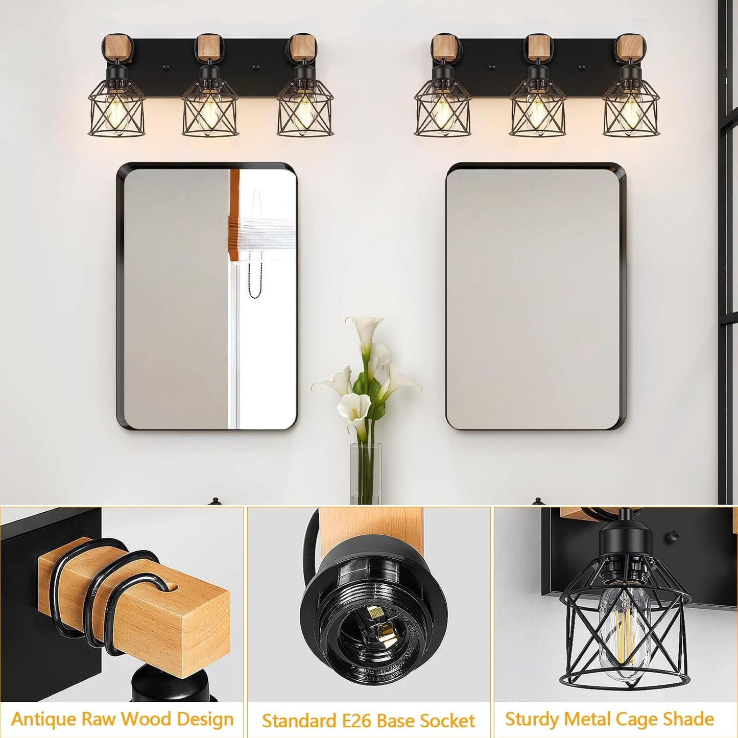 3-Light Farmhouse Vanity Light