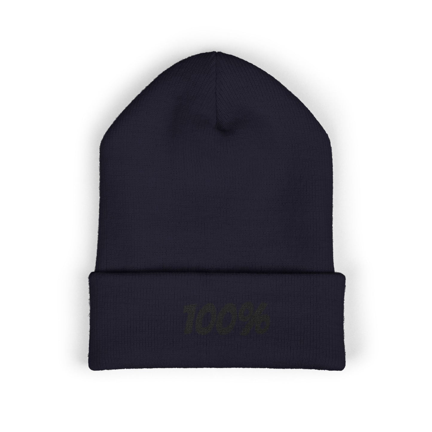 100% Embroidered Cuffed Beanie — Minimal Knit Winter Hat