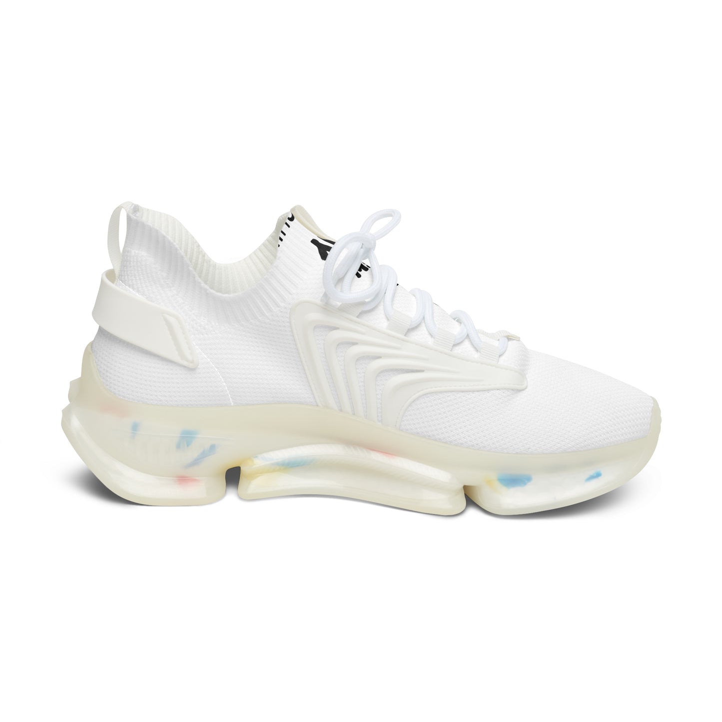 Women's White Mesh Sneakers — Lightweight Breathable Athletic Shoes with Color-Splash Sole