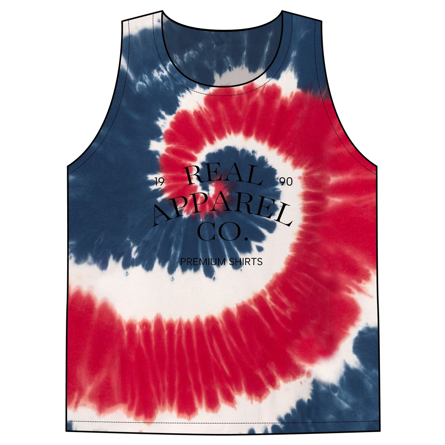 Tie-Dye Tank Top — Patriotic "LOVE" & Retro Logo Beach Vest