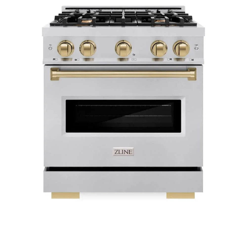 ZLINE 30" Classic Gas Range, Convection Gas Oven Stainless Steel, Champagne Bronze CGRZ-30-CB