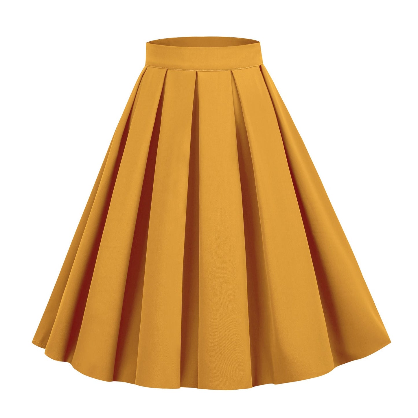 Solid Color A- Line Waist Fitted Umbrella Swing Mid-waist Large Swing All-matching Bubble Skirt
