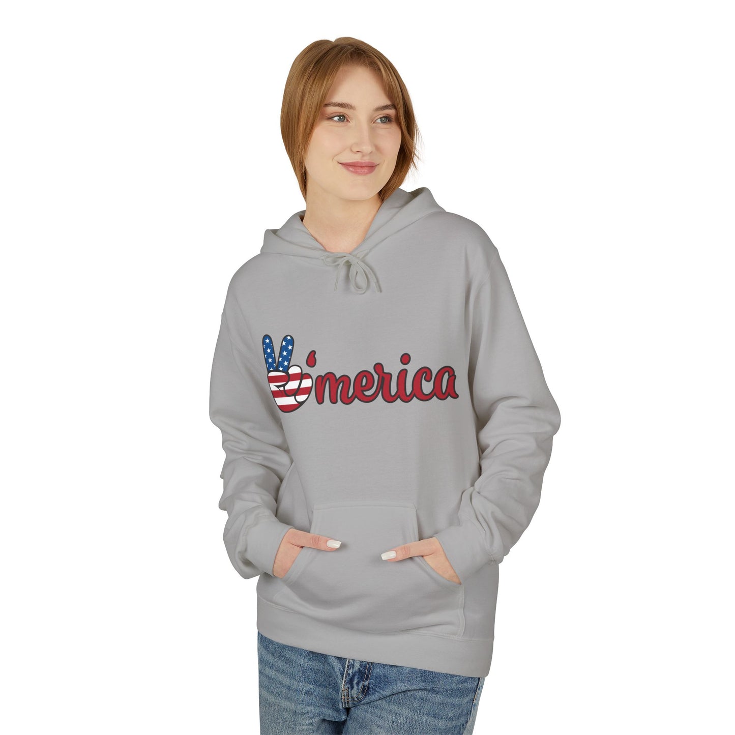 Patriotic 'Merica Peace Sign Hoodie — American Flag LOVE Back Graphic