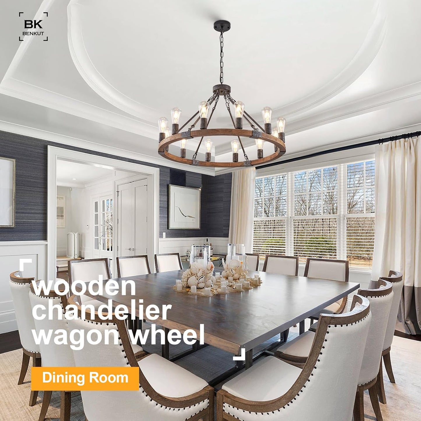 31" Farmhouse Wagon Wheel Chandelier