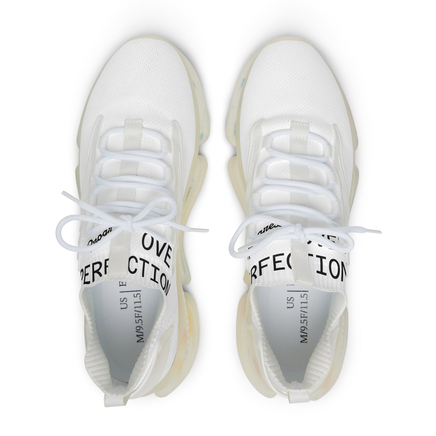 Men's White Mesh Sneakers — Lightweight Breathable Athletic Shoes with 'LOVE' Accent