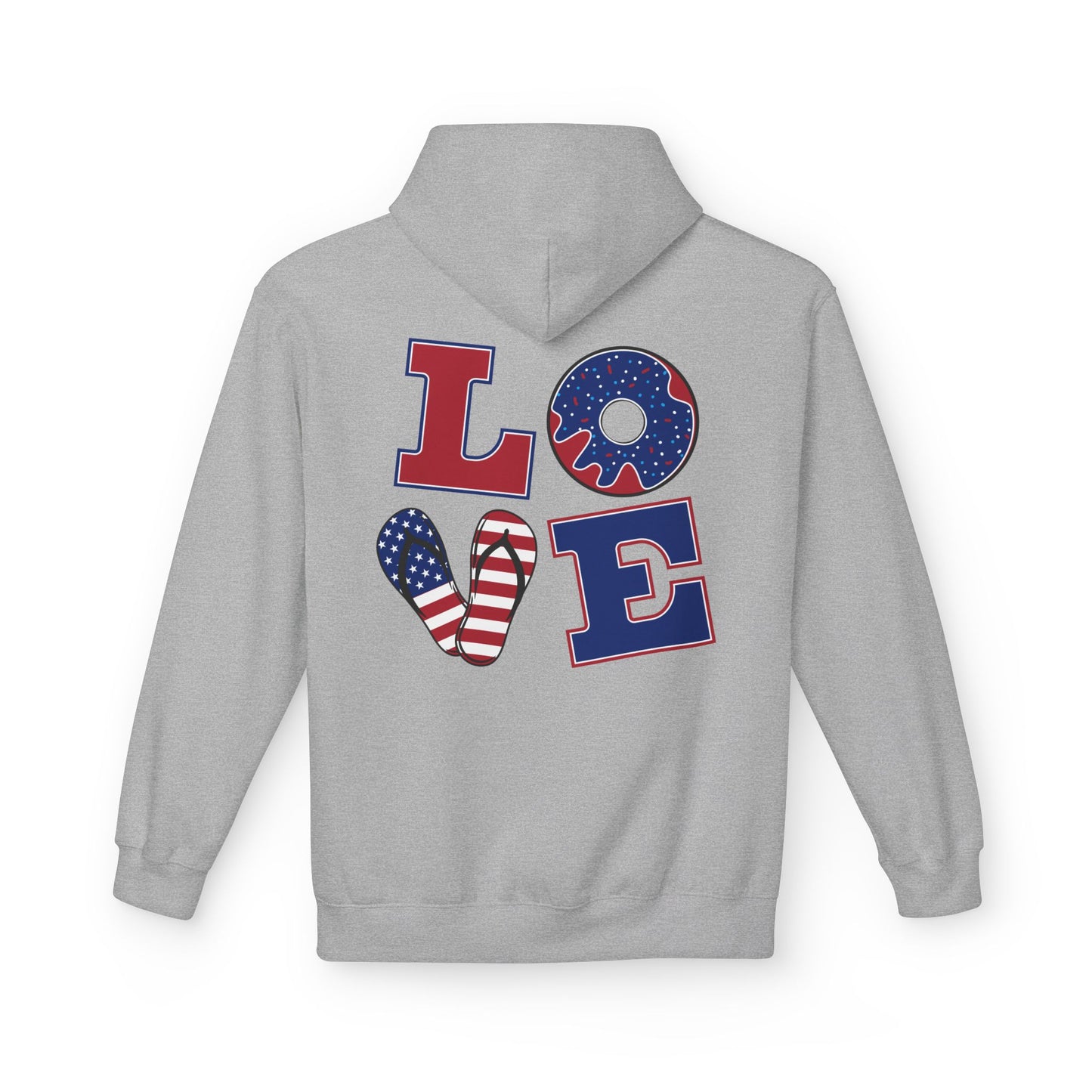 Patriotic 'Merica Peace Sign Hoodie — American Flag LOVE Back Graphic