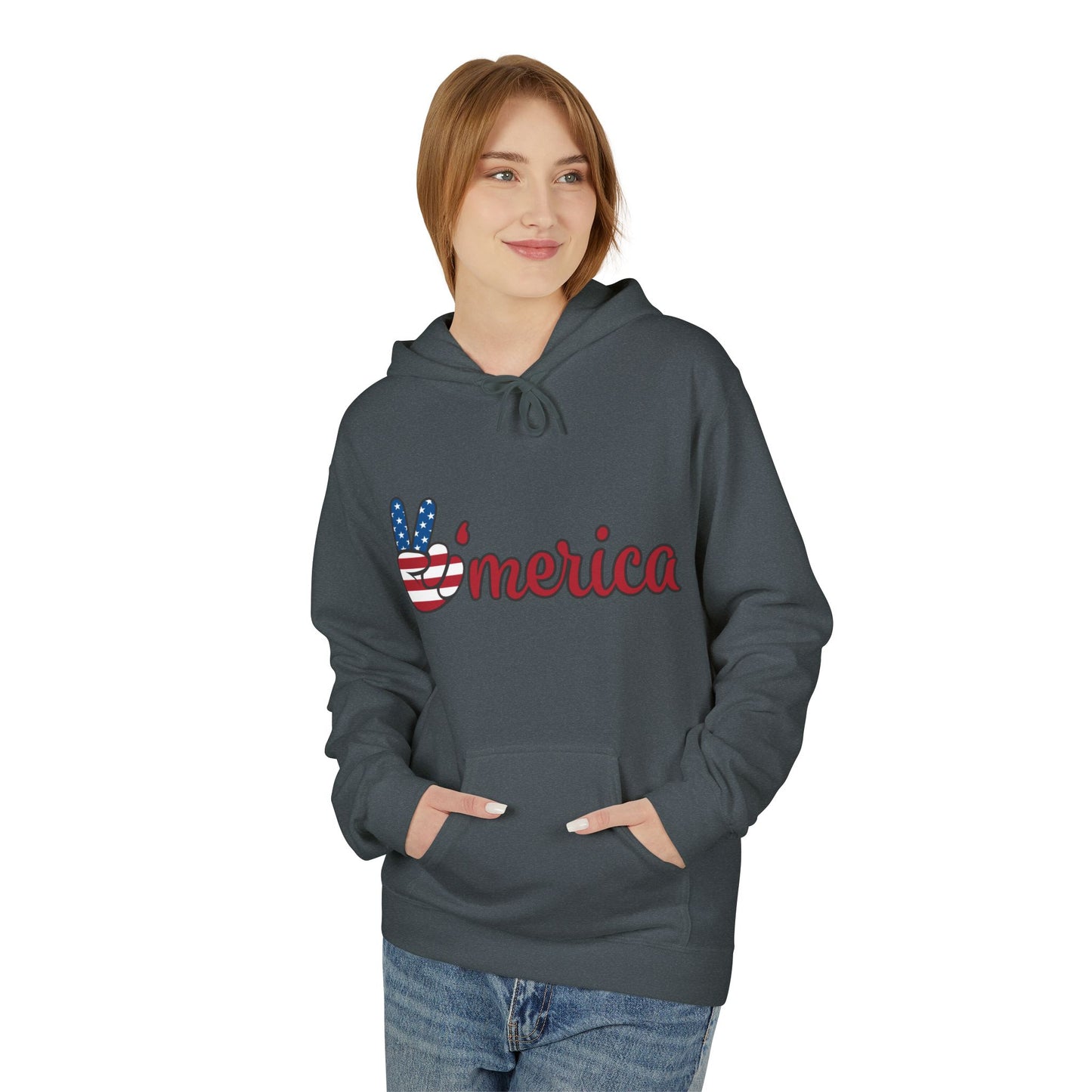Patriotic 'Merica Peace Sign Hoodie — American Flag LOVE Back Graphic