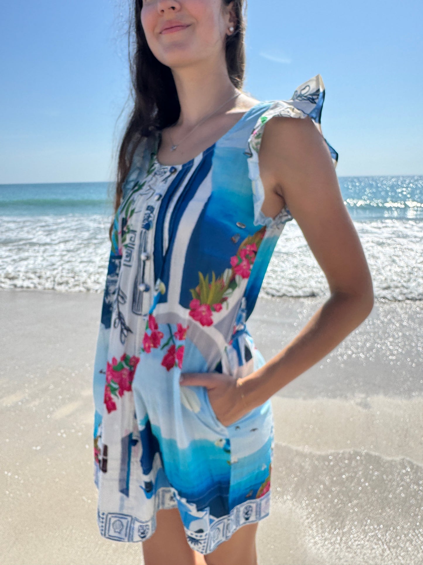 Ruffle Sleeve Pintuck Mini | Limited Edition | Santorini