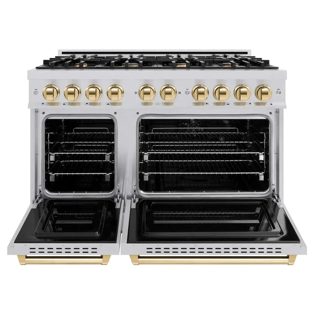 ZLINE 48" Dual Fuel Range, Gas Cooktop, Electric Convection Oven Stainless Steel, Gold CDRZ-48-G