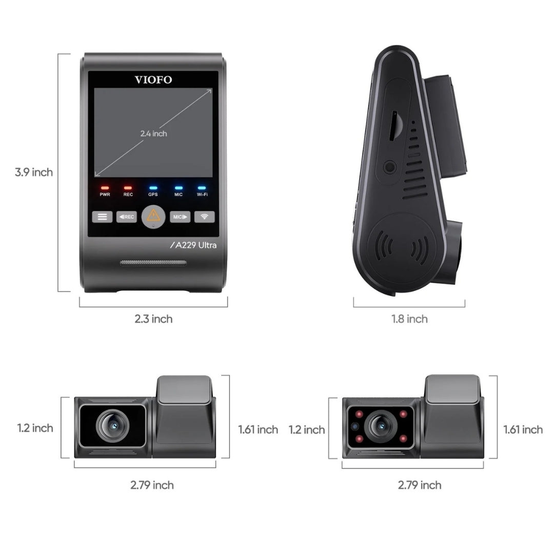 VIOFO A229 Ultra 4K+4K+1080p 3-Channel 30FPS UHD Dash Cam
