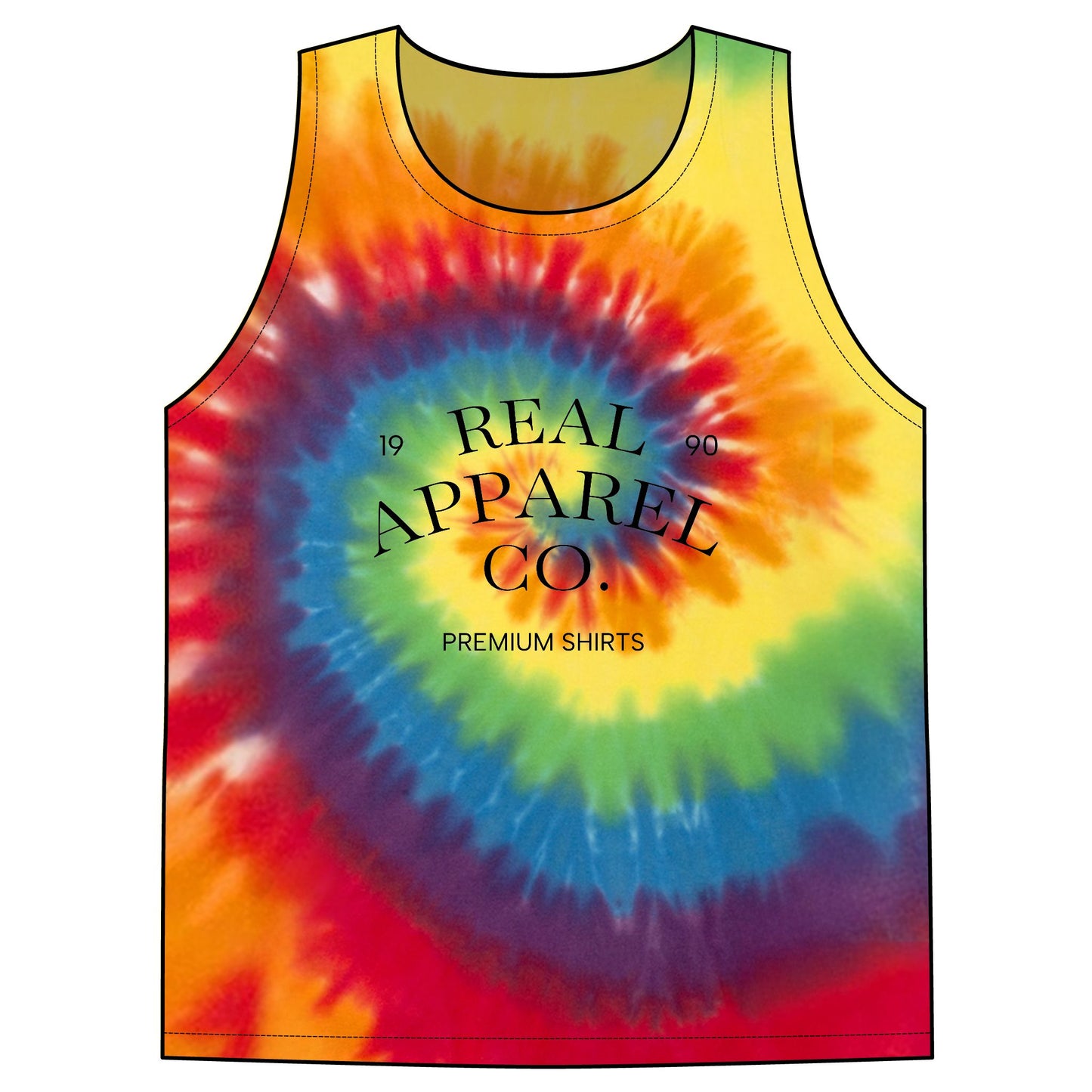 Tie-Dye Tank Top — Patriotic "LOVE" & Retro Logo Beach Vest