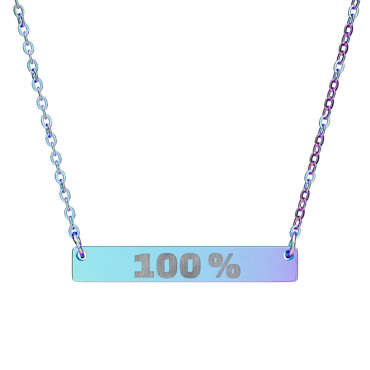 100% Engraved Horizontal Bar Necklace — Personalized Minimalist Pendant