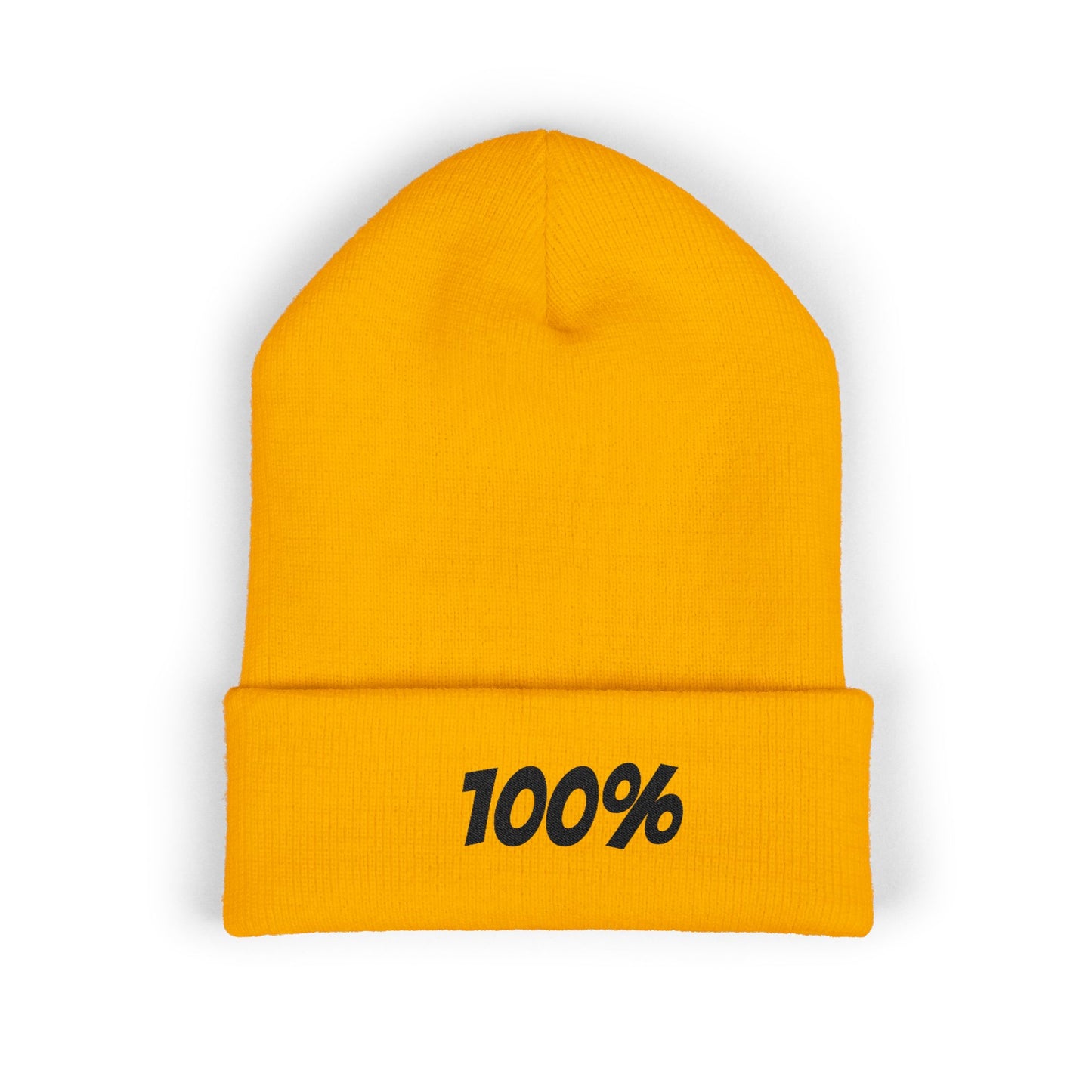 100% Embroidered Cuffed Beanie — Minimal Knit Winter Hat