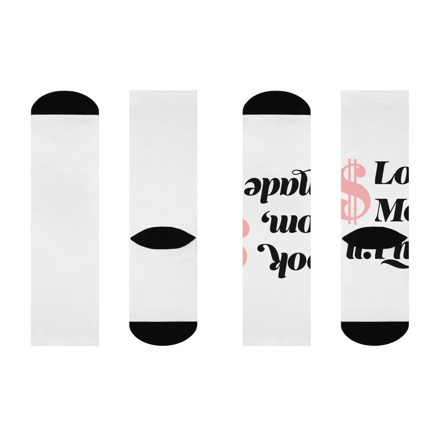 Cushioned Crew Socks — 'Cook, Mom, Made Me' Graphic Socks with Pink Dollar Accent