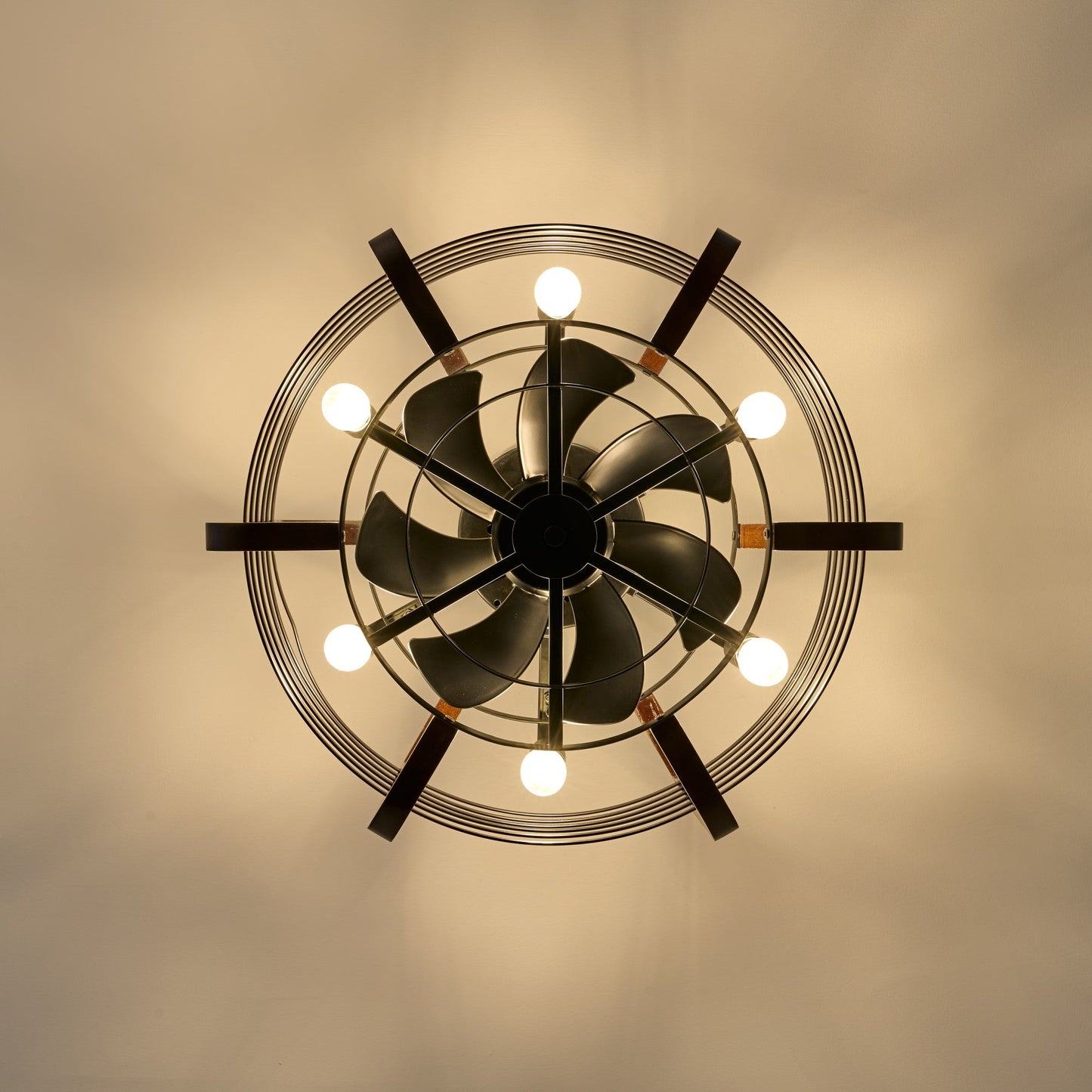 Caged Ceiling Fan with 6 LED Lights