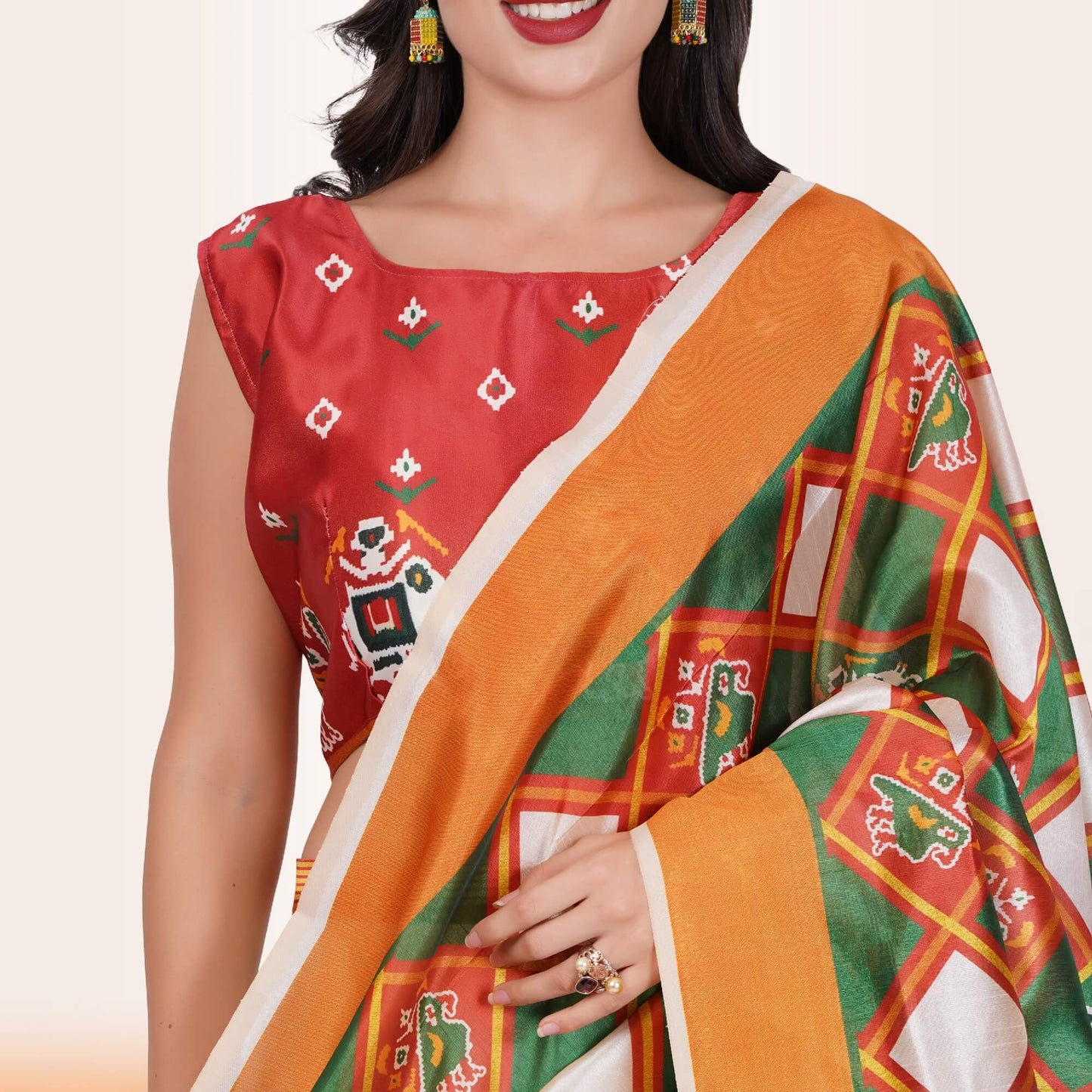 Silk Chania Choli with Patola Prints