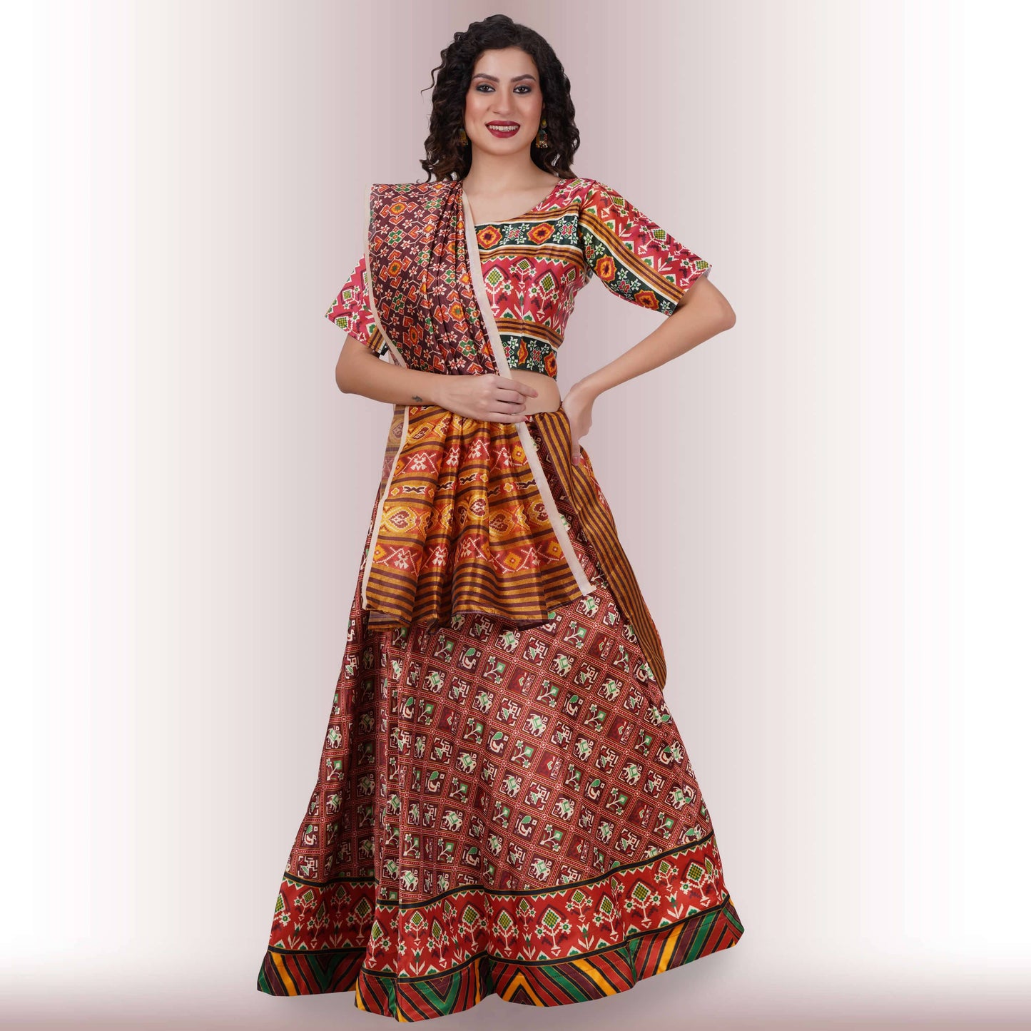 Silk Chania Choli with Patola Prints