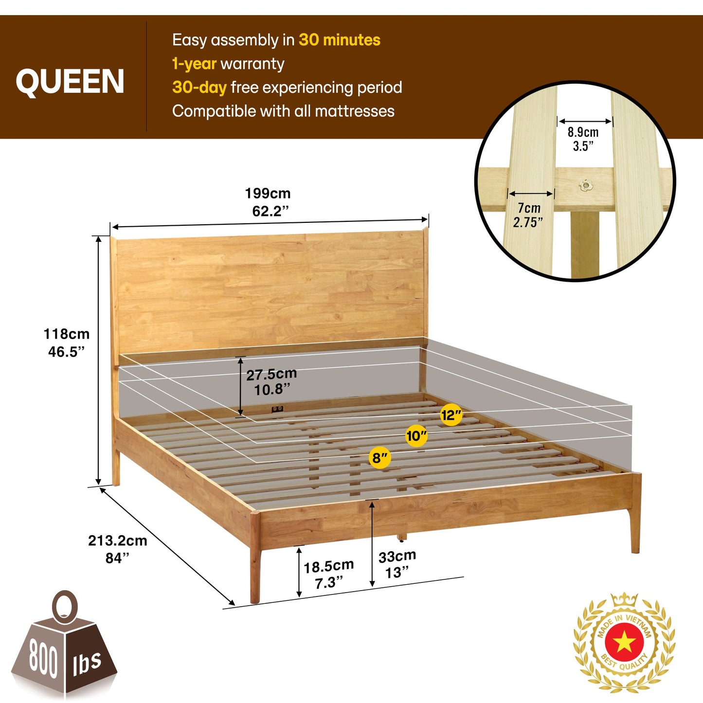 Acacia Haven Deluxe Wood Platform Bed Frame for Ultimate Comfort and Style