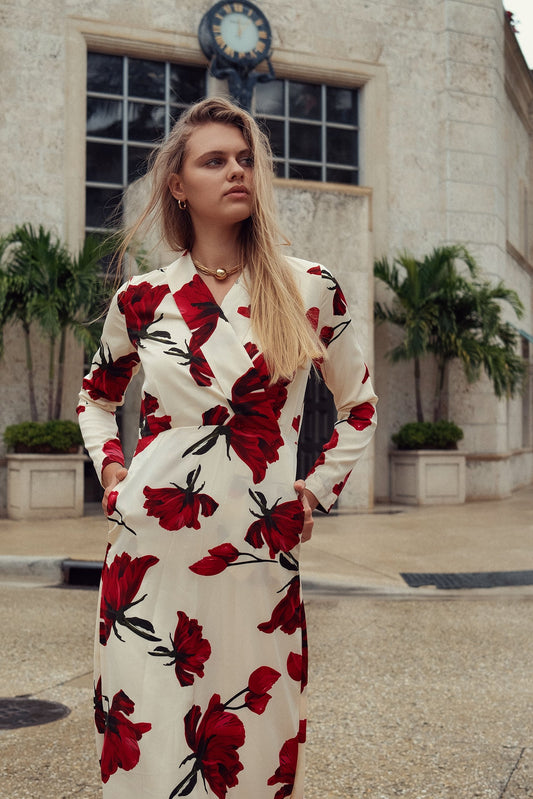 Rose Faux Wrap Dress