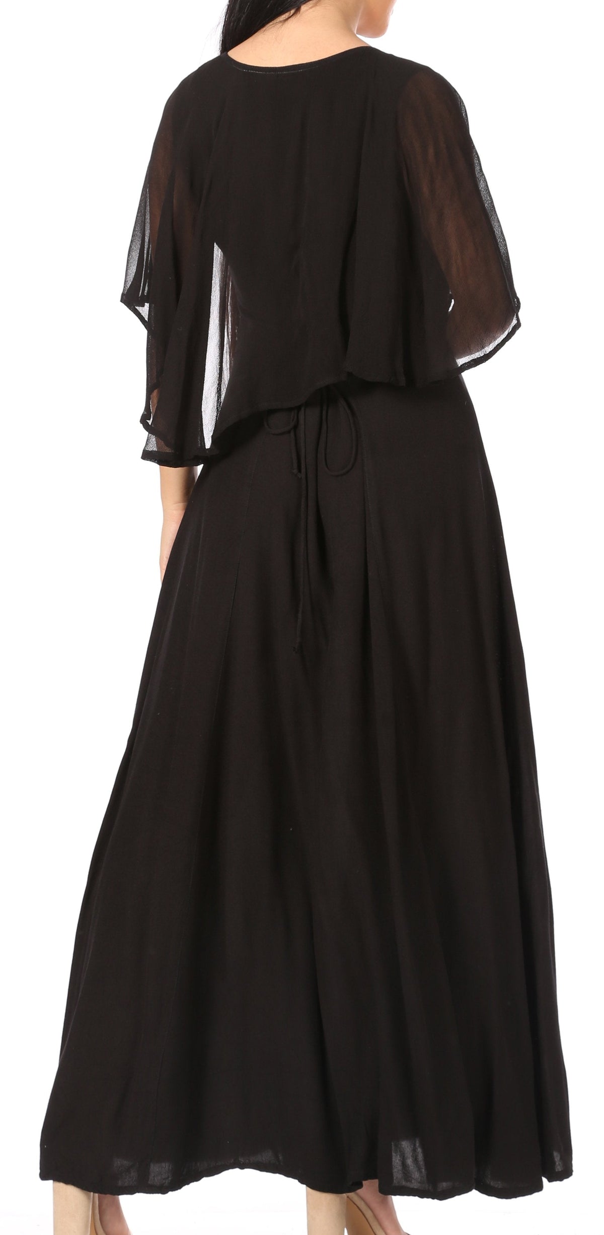 Sakkas Niam Women's Maxi Capelet Long Dress Celtic Medieval Renaissance Adjustable - Buy One Get One