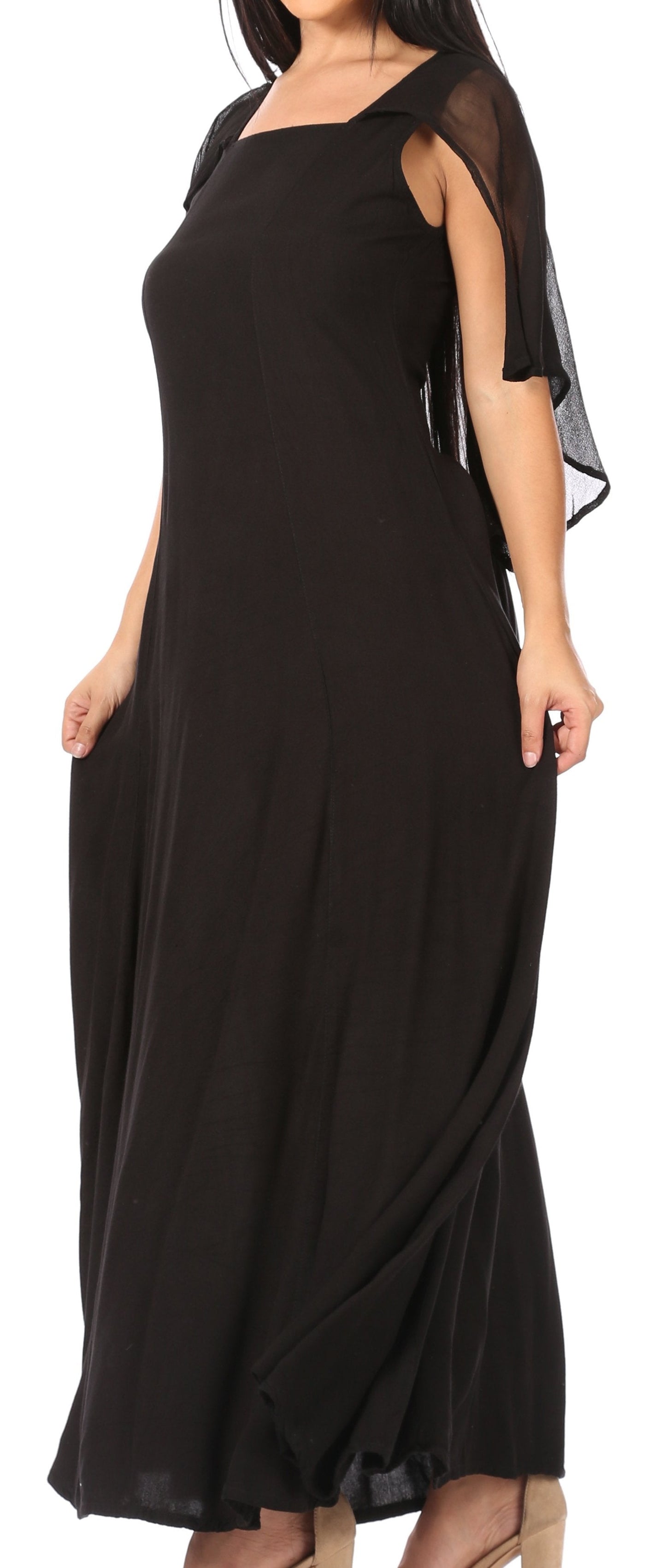 Sakkas Niam Women's Maxi Capelet Long Dress Celtic Medieval Renaissance Adjustable - Buy One Get One