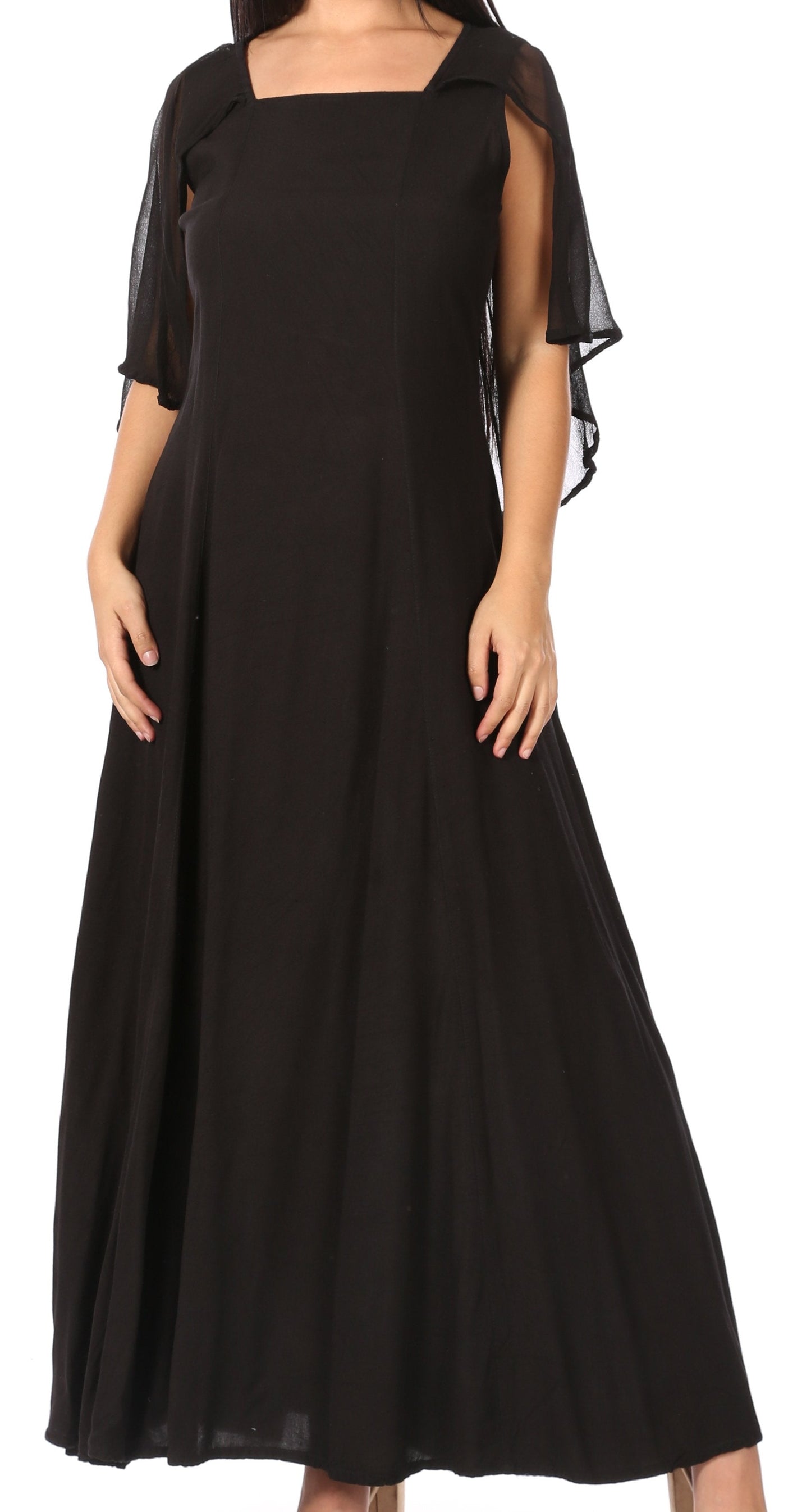 Sakkas Niam Women's Maxi Capelet Long Dress Celtic Medieval Renaissance Adjustable - Buy One Get One