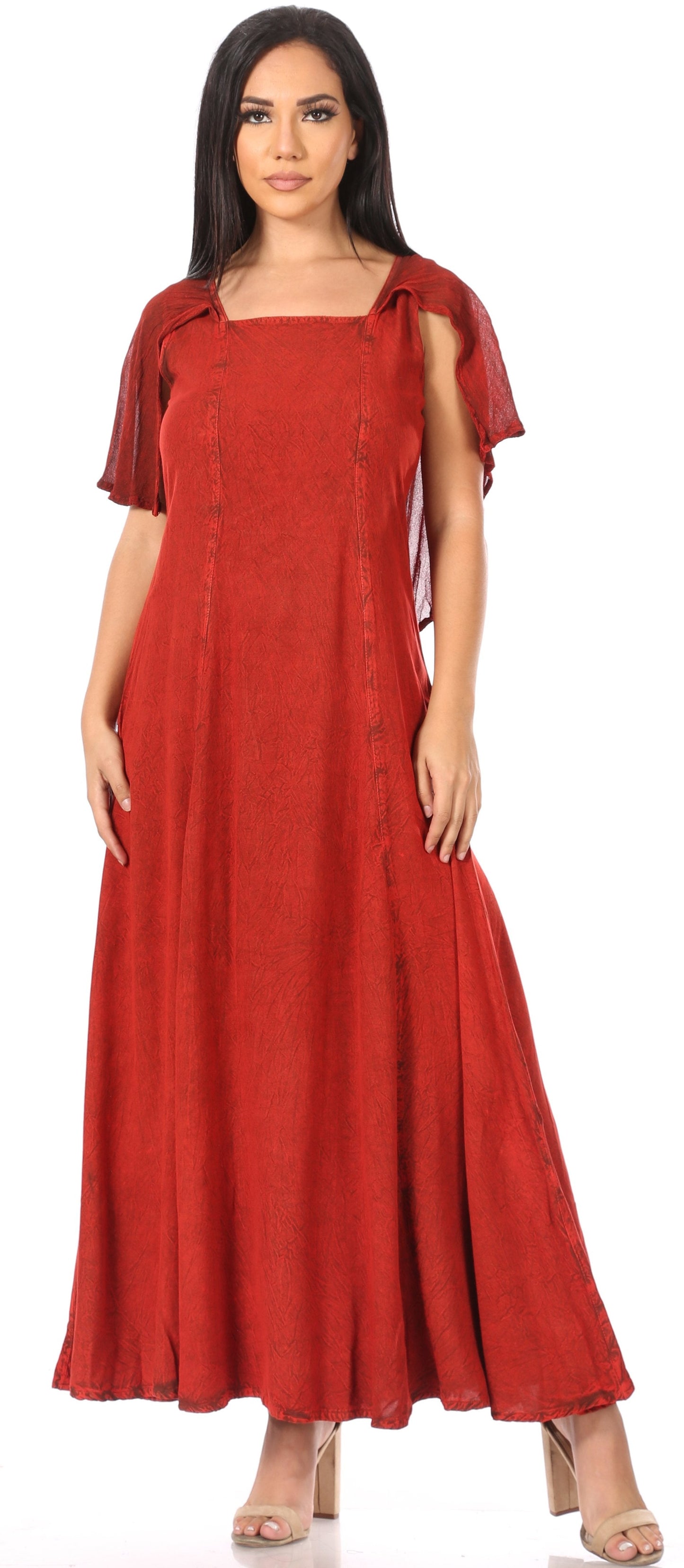 Sakkas Niam Women's Maxi Capelet Long Dress Celtic Medieval Renaissance Adjustable - Buy One Get One