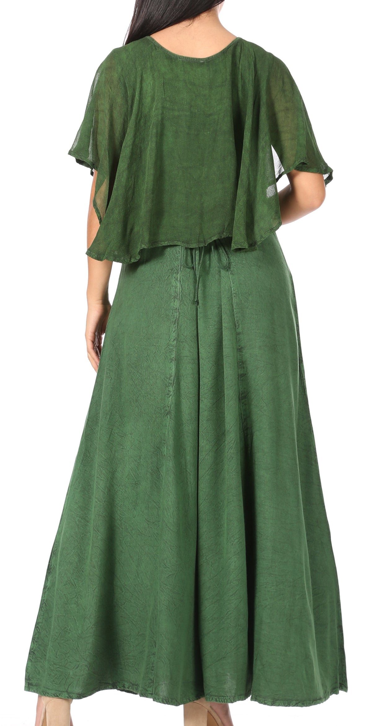 Sakkas Niam Women's Maxi Capelet Long Dress Celtic Medieval Renaissance Adjustable - Buy One Get One