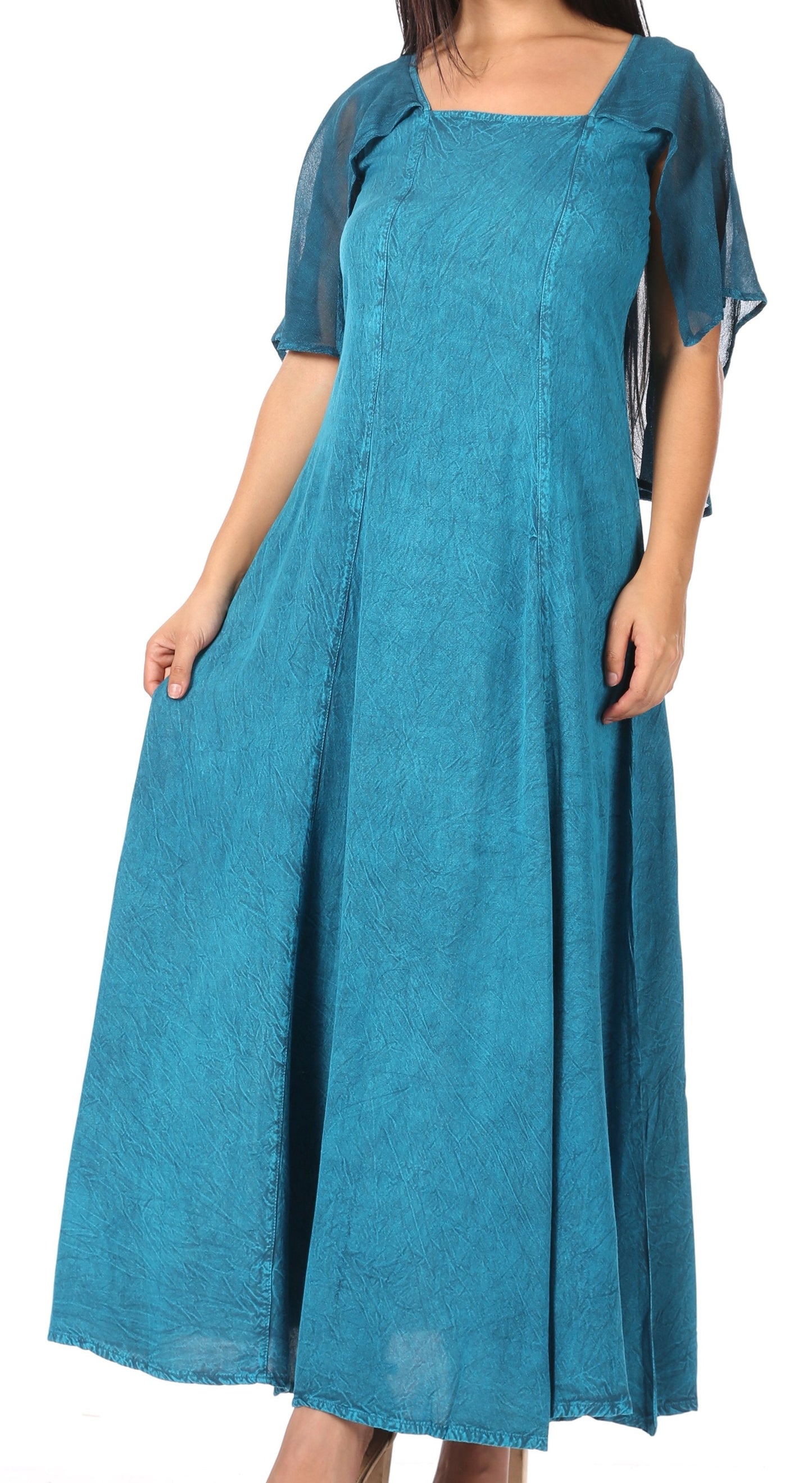 Sakkas Niam Women's Maxi Capelet Long Dress Celtic Medieval Renaissance Adjustable - Buy One Get One
