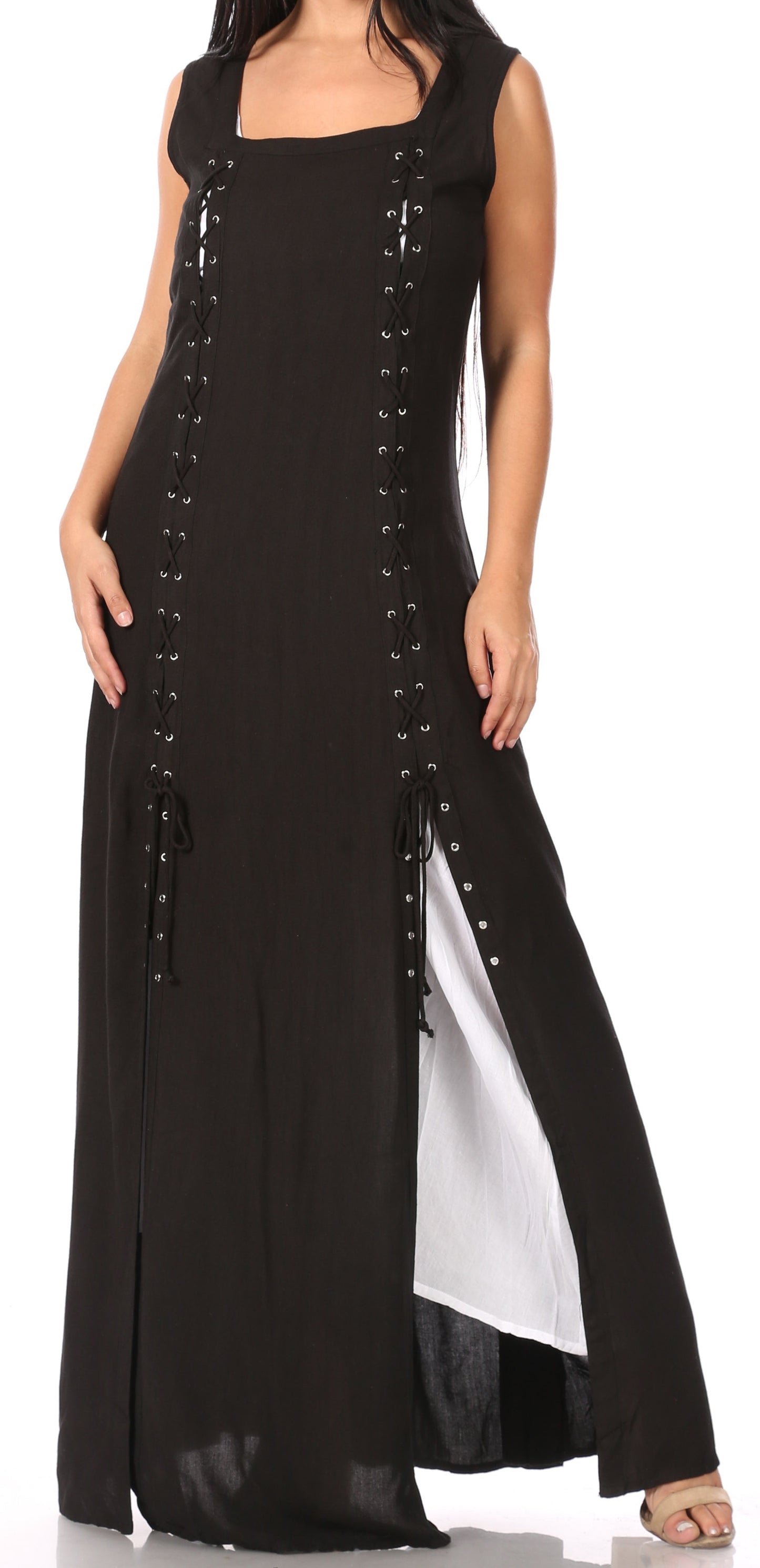 Sakkas Riva Women's Sleeveless Chemise + Over Dress Medieval Celtic Renaissance