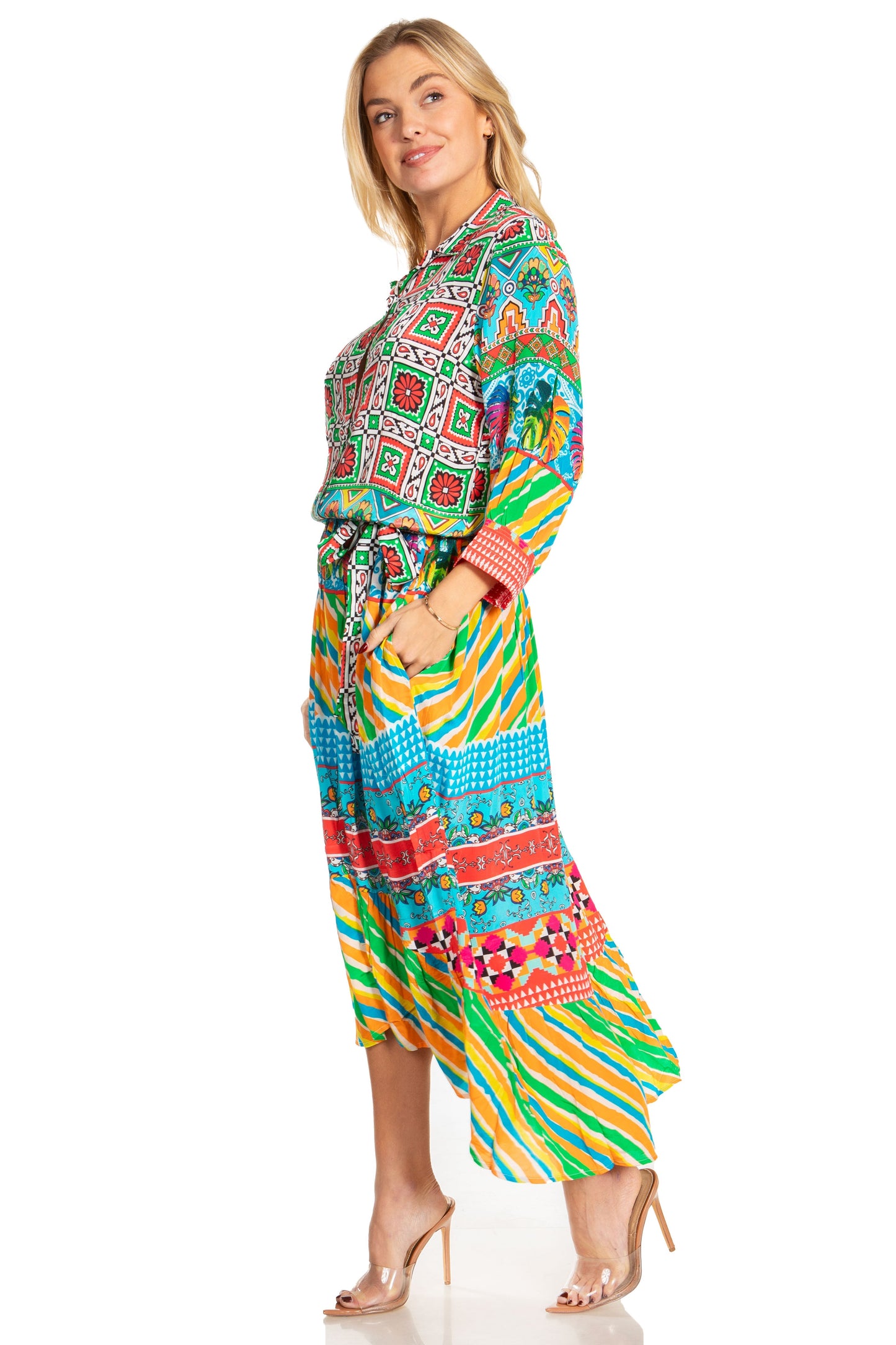 Sakkas Andreas Women's Maxi Dress with Ruffles and Buttons