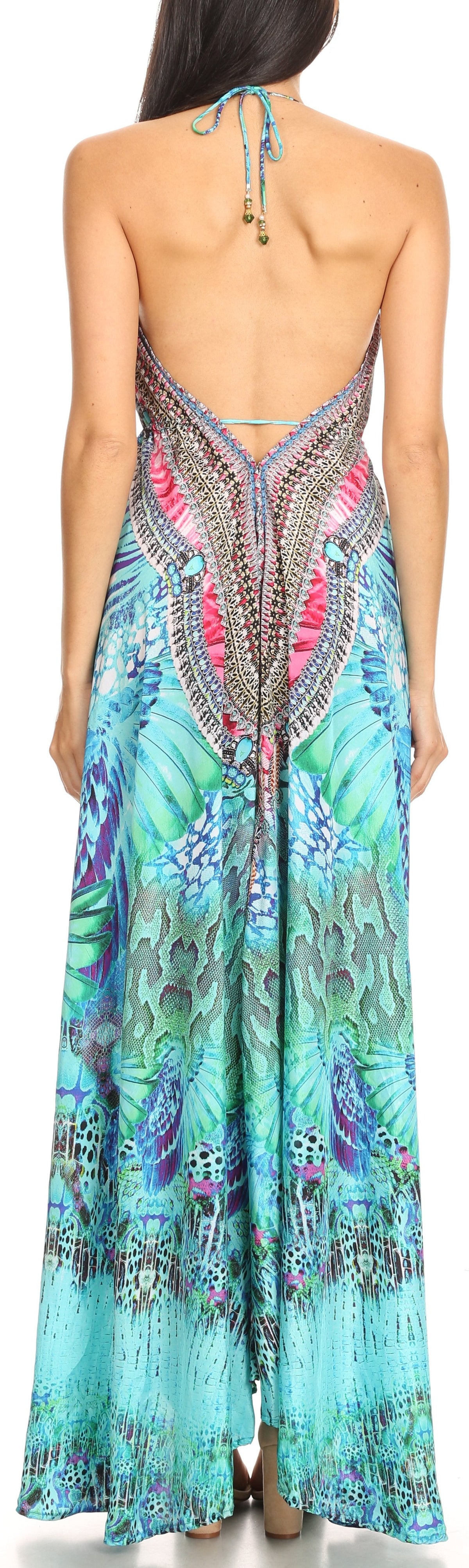 Sakkas Lizi Womens Maxi High-low Halter Handkerchief Long Dress Beach Party