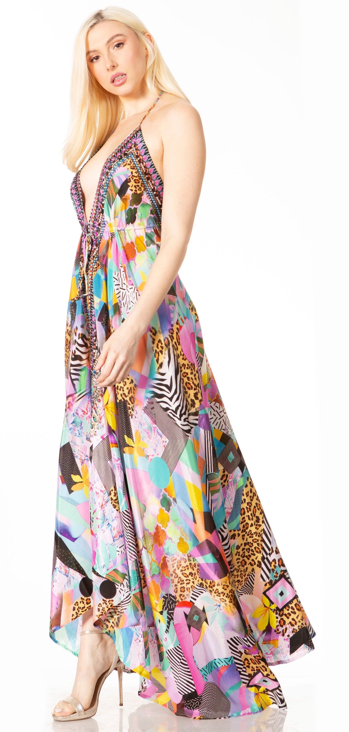 Sakkas Lizi 2 Women's High-Low Halter Maxi Dress for Beach and Vacation Parties