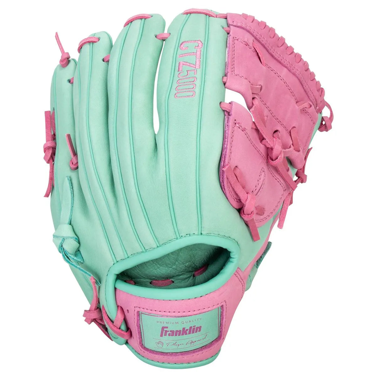 Franklin Sports CTZ5000 12" Baseball Glove - Mint & Rose | Premium Leather Infield Glove