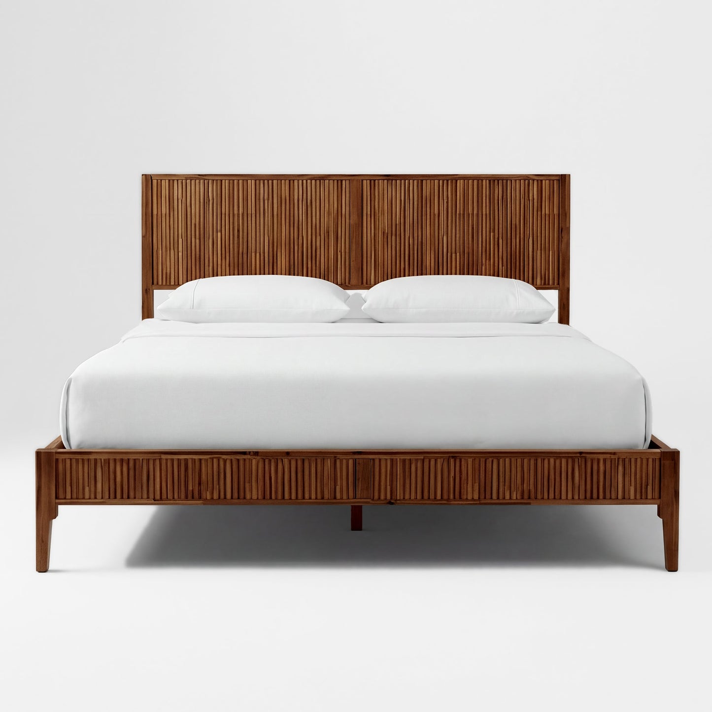 Megsu Bosk Acacia Wood Bed Frame with Headboard