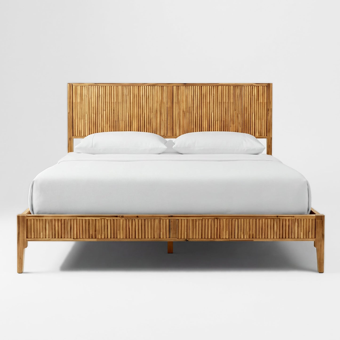 Megsu Bosk Acacia Wood Bed Frame with Headboard